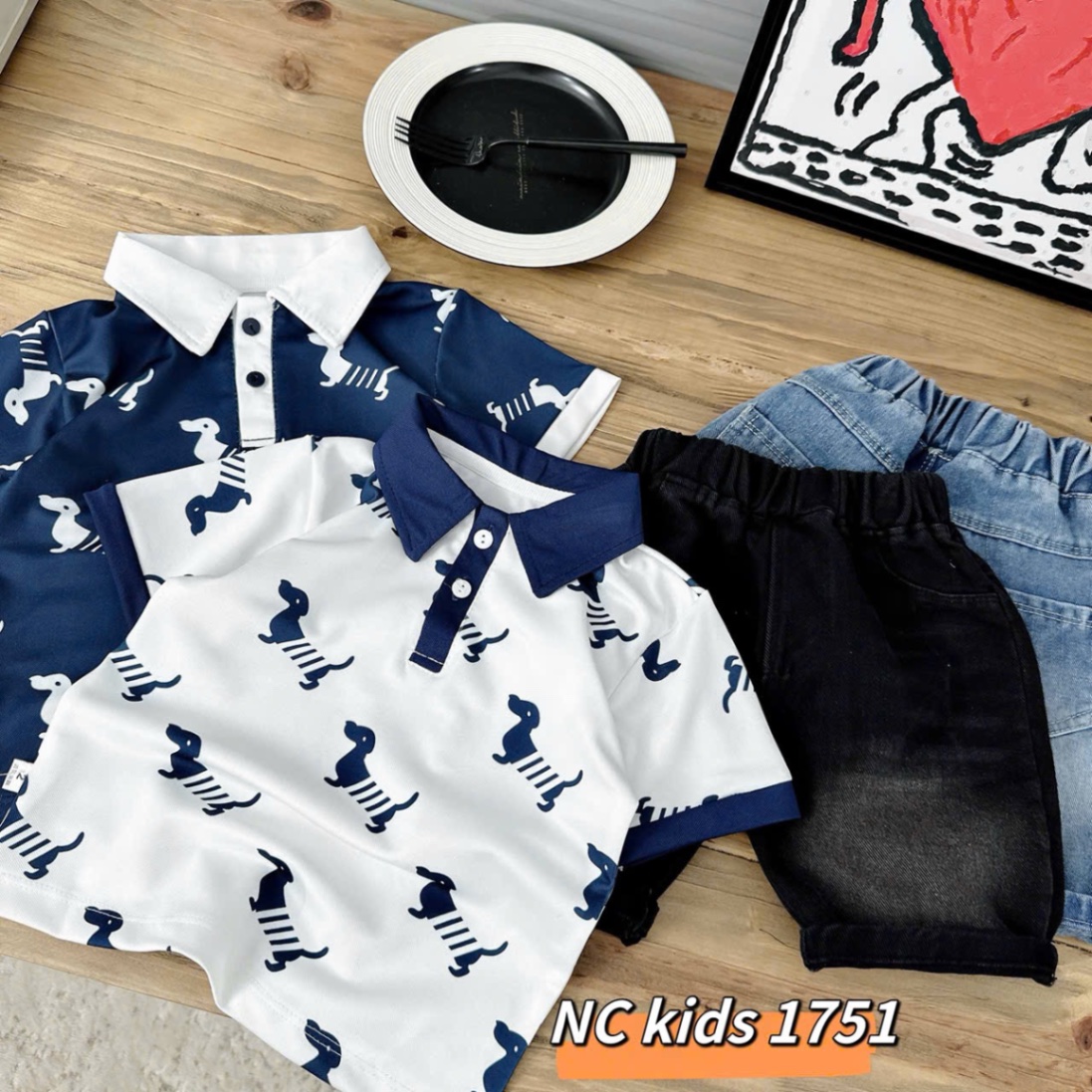 Sét áo polo ngựa quần soocbò bé trai