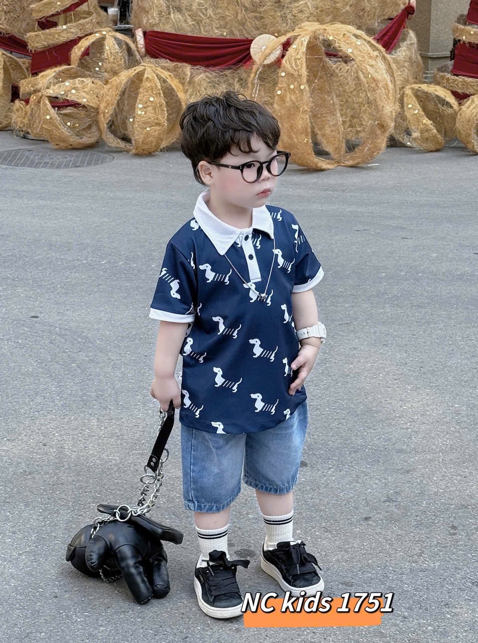 Sét áo polo ngựa quần soocbò bé trai