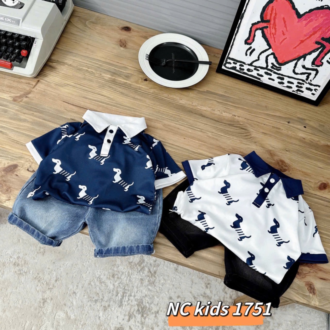 Sét áo polo ngựa quần soocbò bé trai