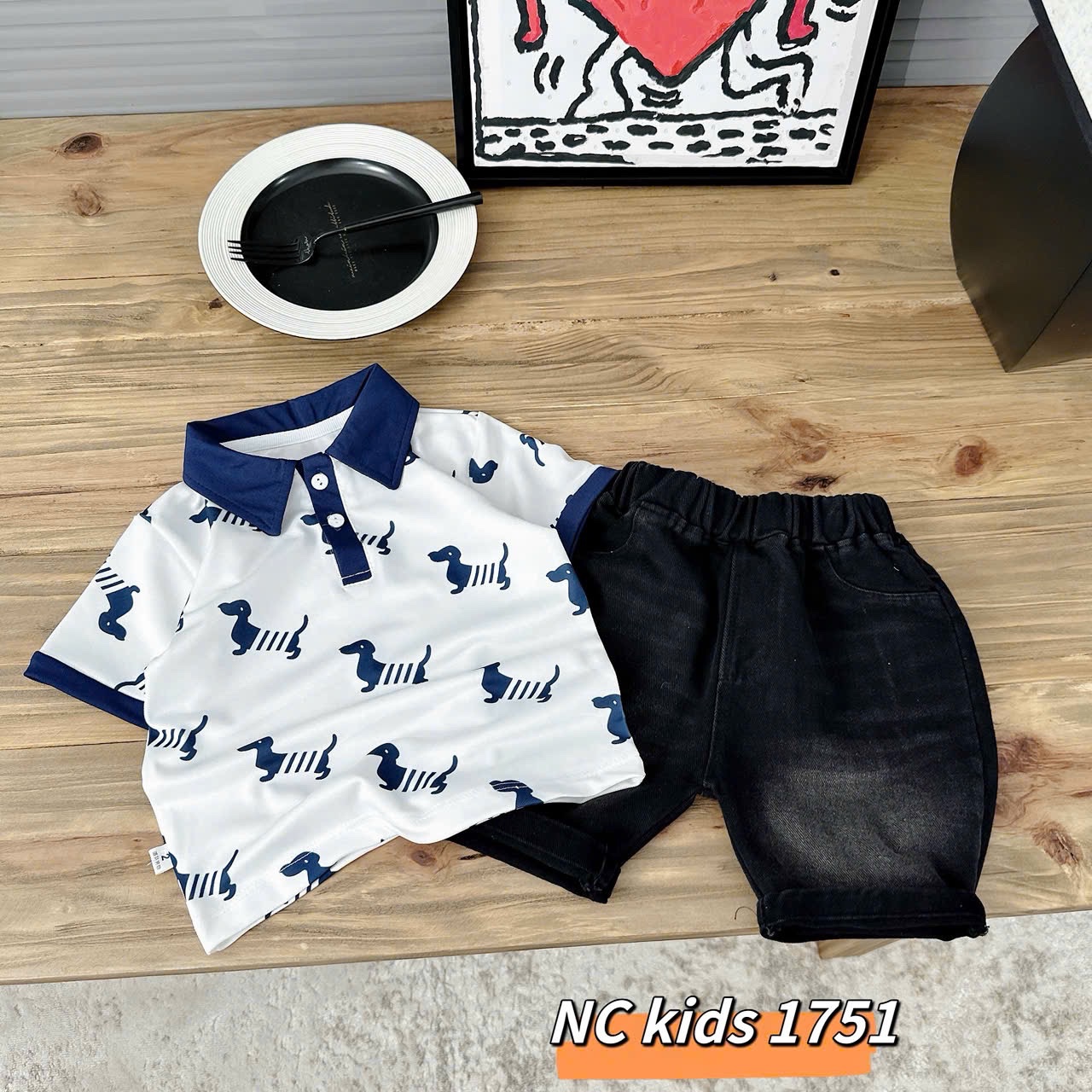 Sét áo polo ngựa quần soocbò bé trai