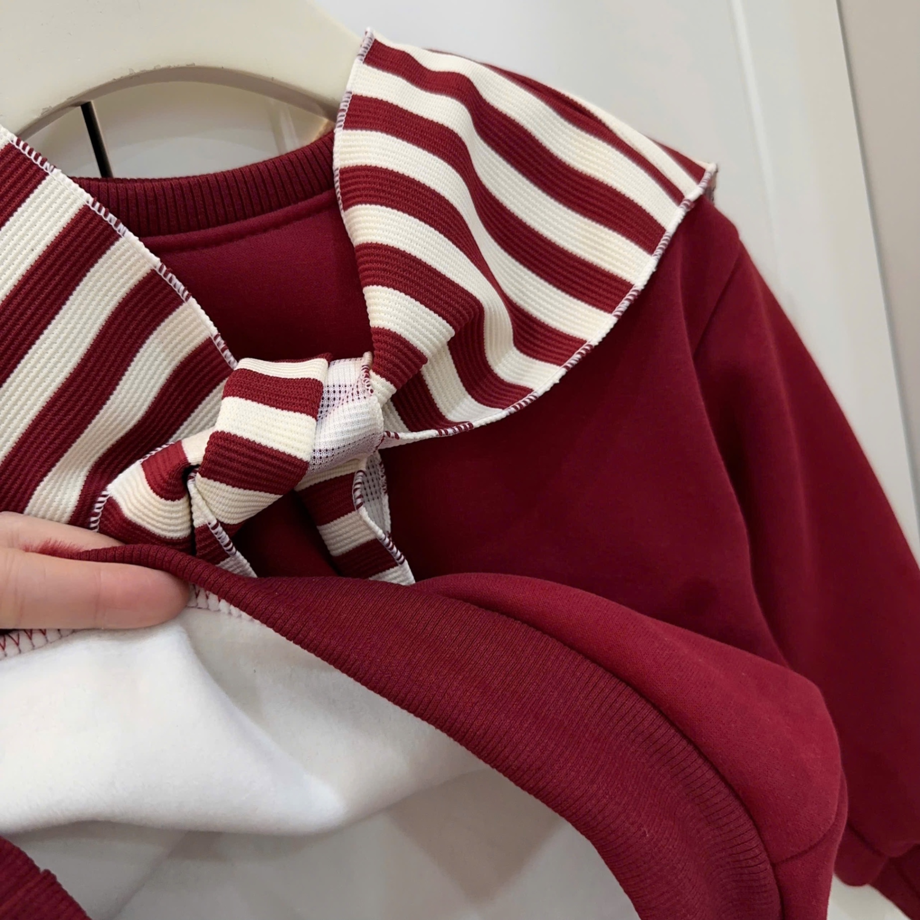 Sét bộ nỉ lót lông mịn quần legging khăn kẻ bé gái