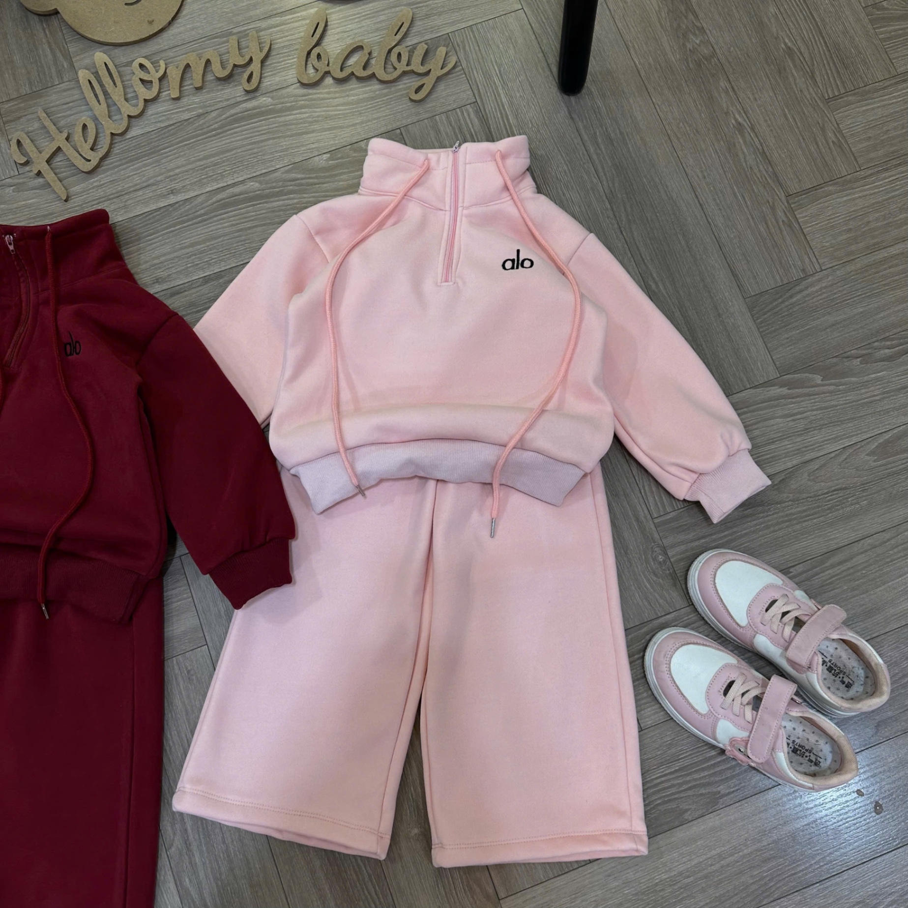 Bộ nỉ lót lông mịn alo quần xuông bé gái