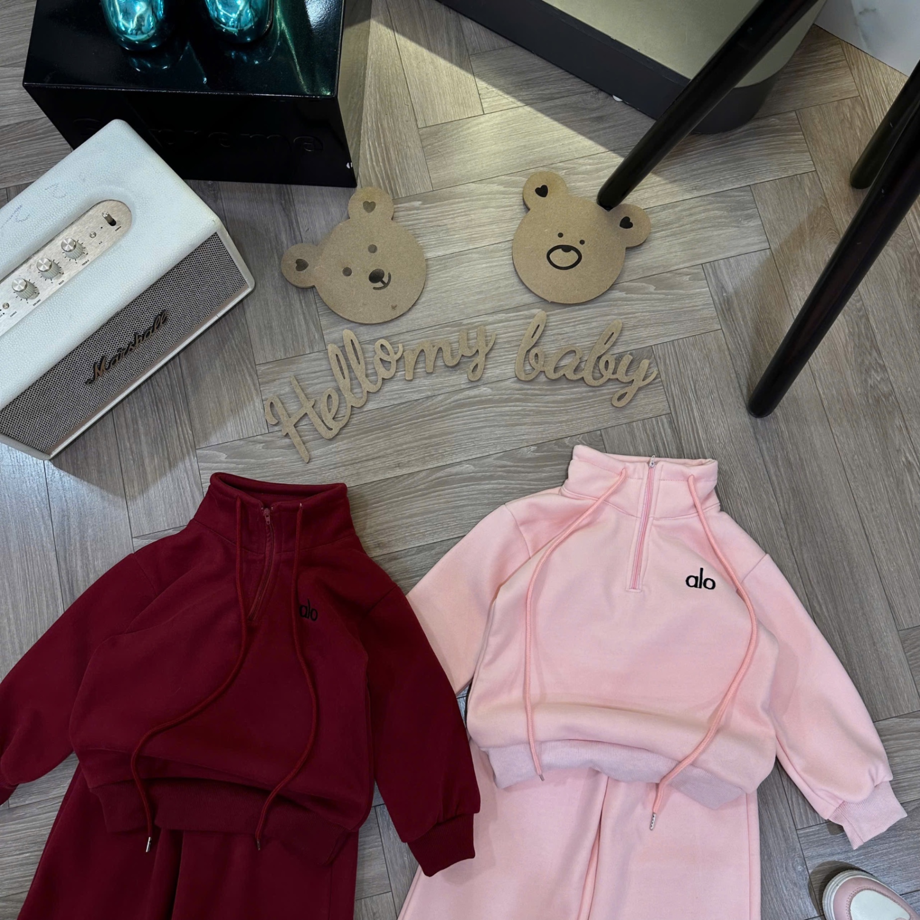 Bộ nỉ lót lông mịn alo quần xuông bé gái