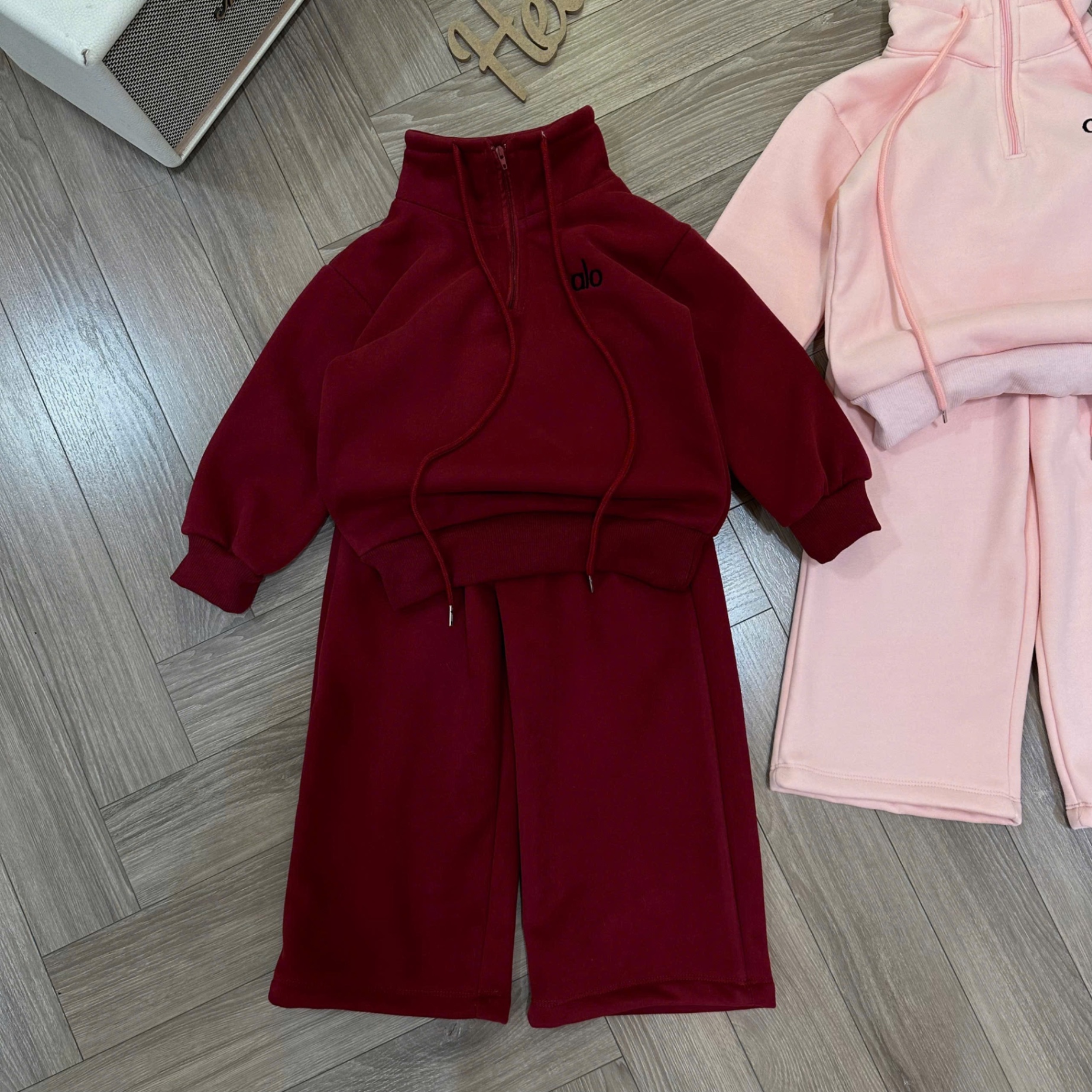 Bộ nỉ lót lông mịn alo quần xuông bé gái