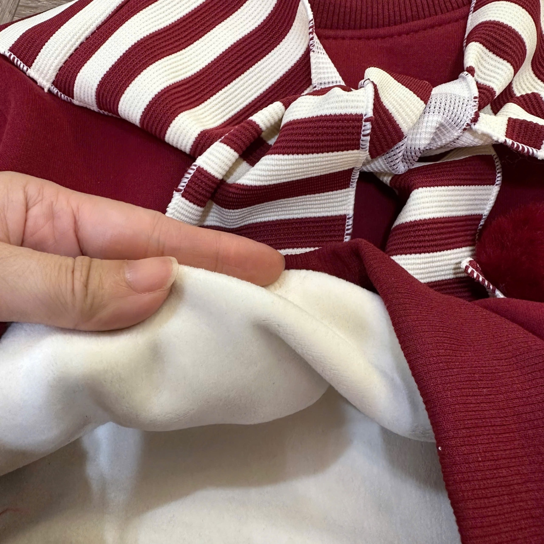 Sét bộ nỉ lót lông mịn quần legging khăn kẻ bé gái