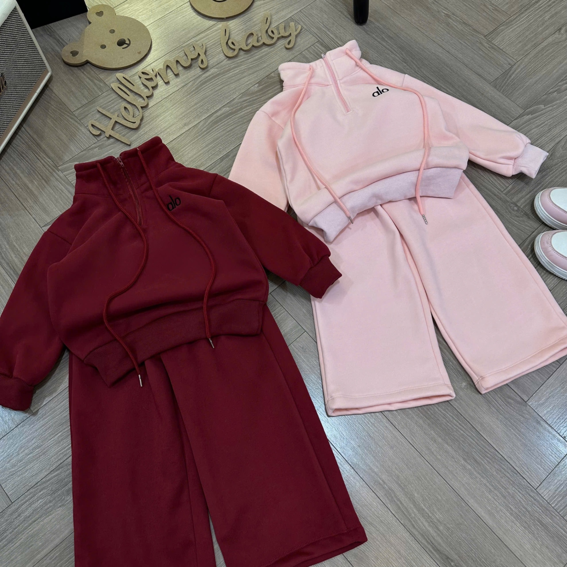 Bộ nỉ lót lông mịn alo quần xuông bé gái