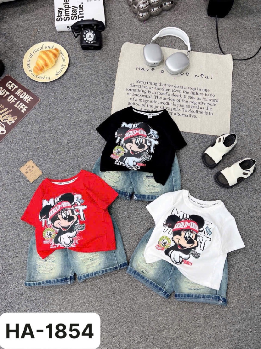 Sét bộ áo micky quần sooc bò bé trai