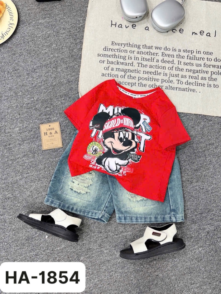 Sét bộ áo micky quần sooc bò bé trai