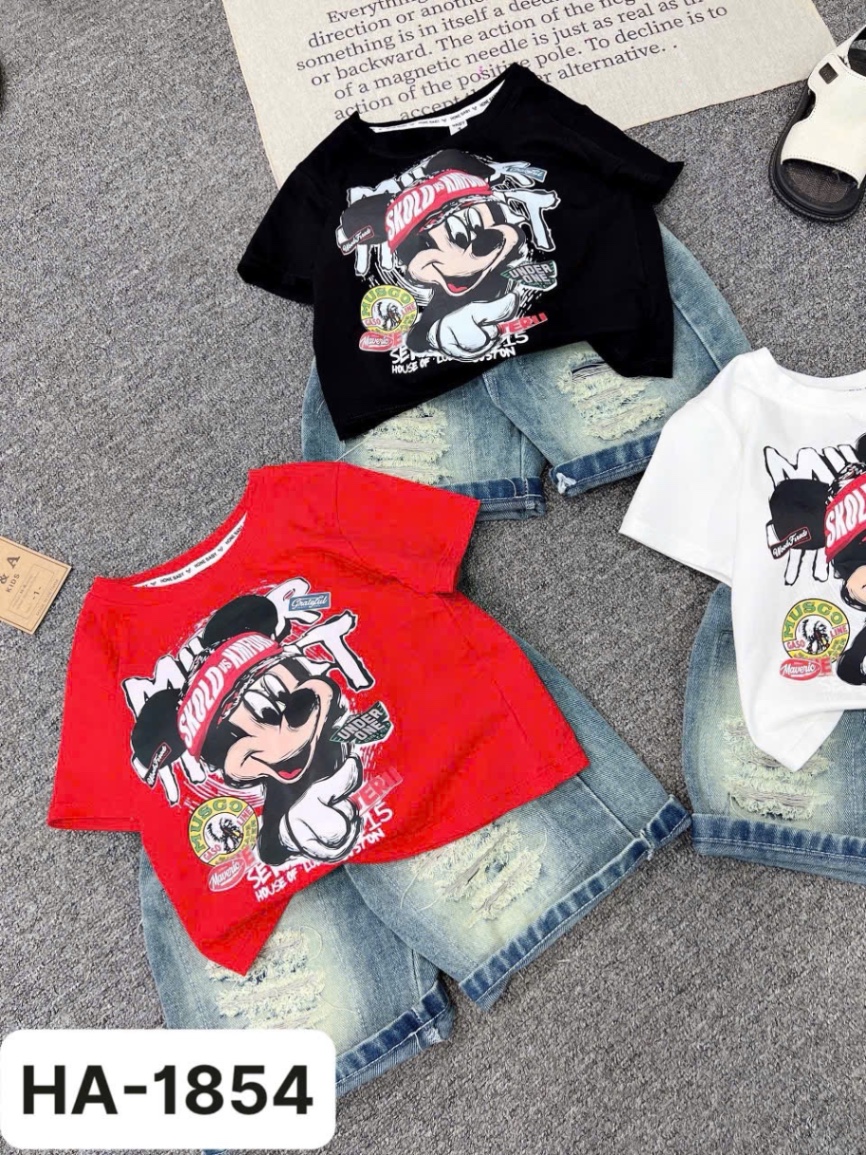 Sét bộ áo micky quần sooc bò bé trai