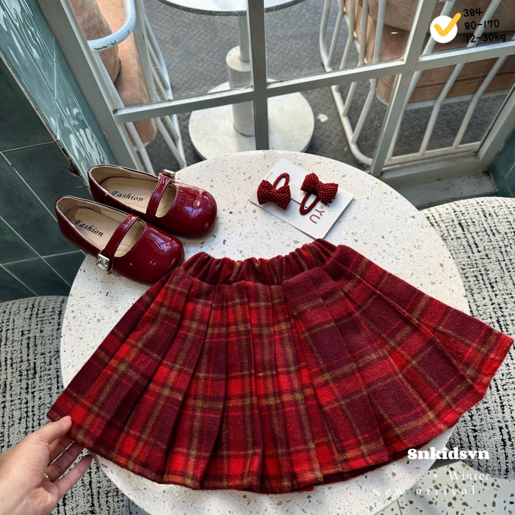 Sét áo nỉ hai da noel cv kẻ dạ đẹp bé gái