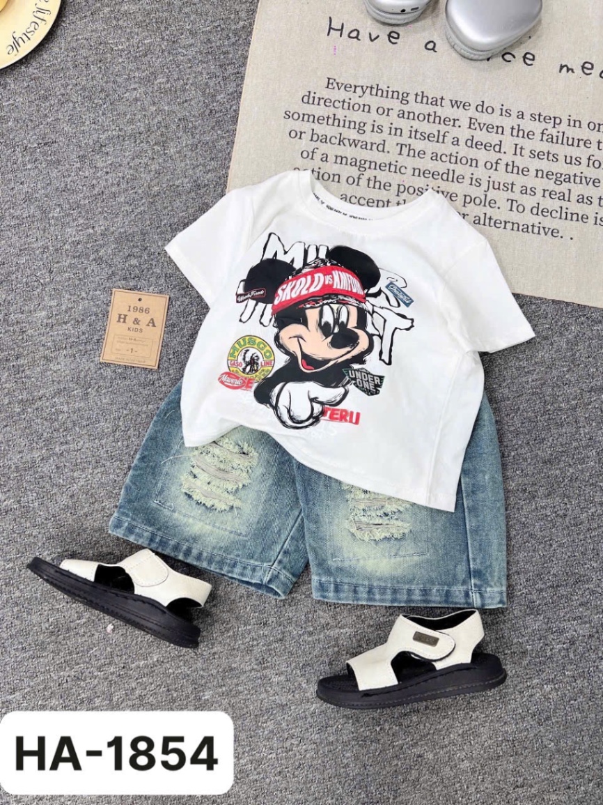 Sét bộ áo micky quần sooc bò bé trai