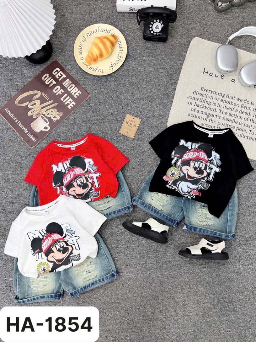 Sét bộ áo micky quần sooc bò bé trai