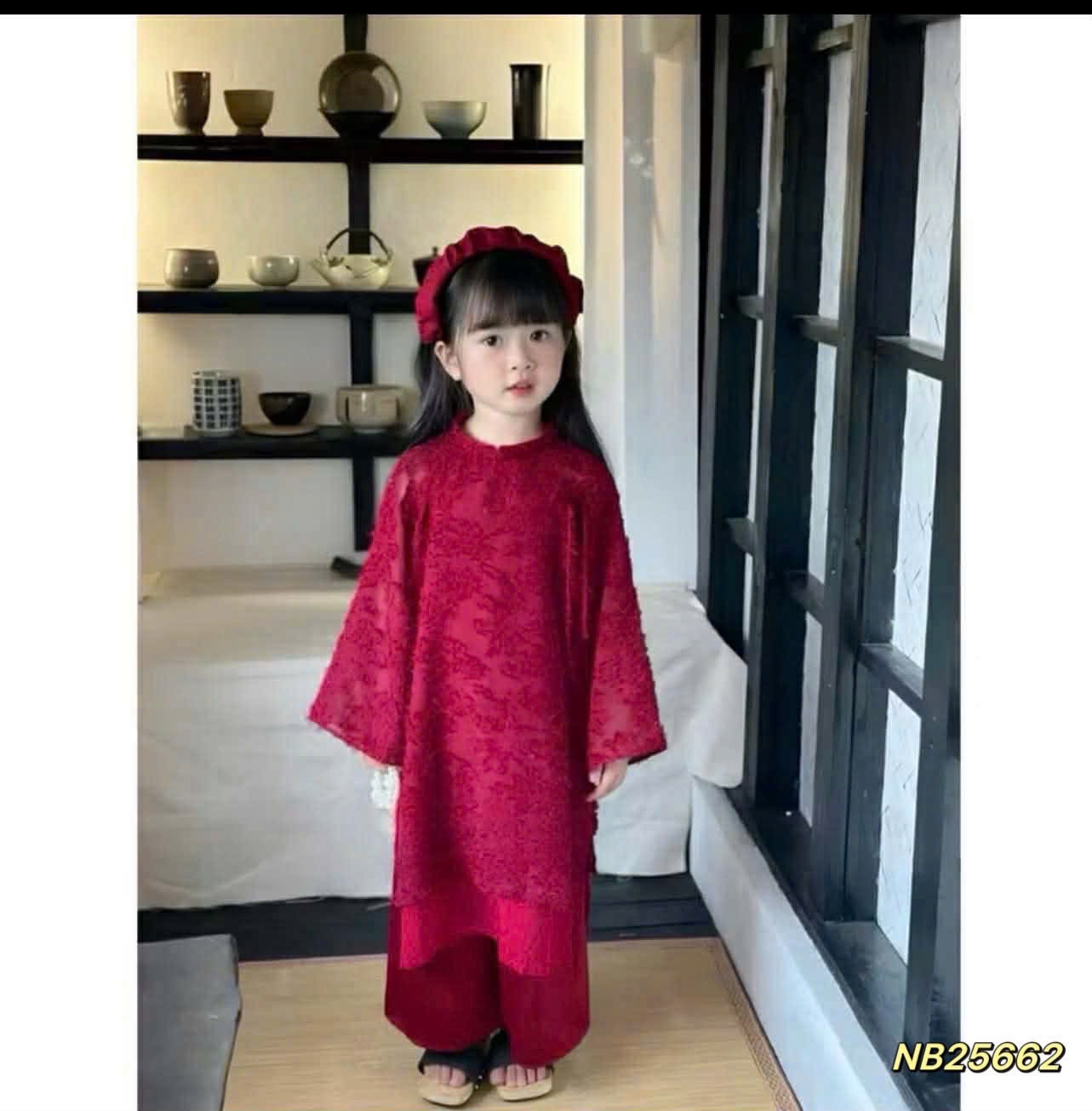 Sét áo dài lông mịn nb bé gái