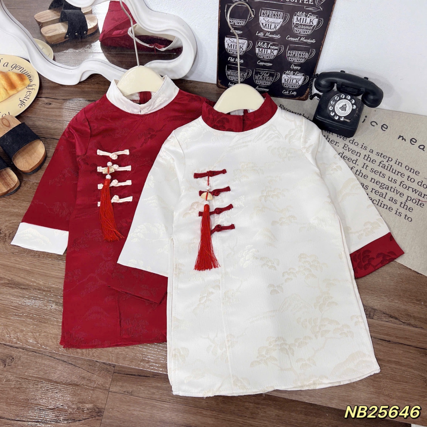 Áo dài lụa gấm đẹp ( không quần) nb cho bé trai