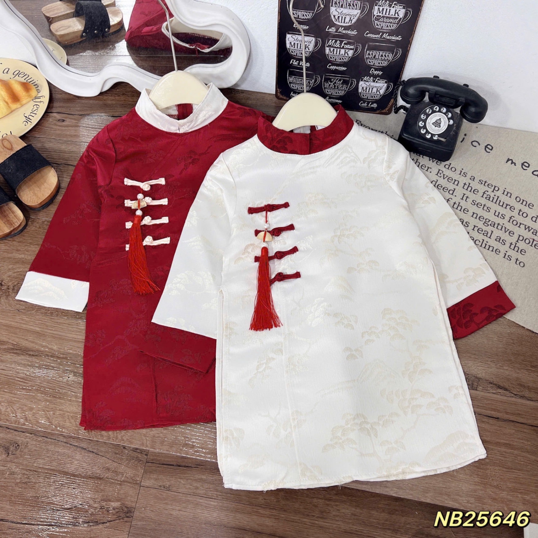 Áo dài lụa gấm đẹp ( không quần) nb cho bé trai