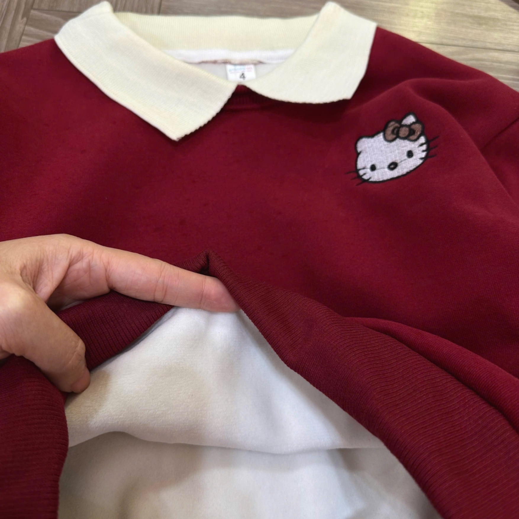 Sét bộ nỉ lót lông mịn kitty đỏ quần xuông bé gái