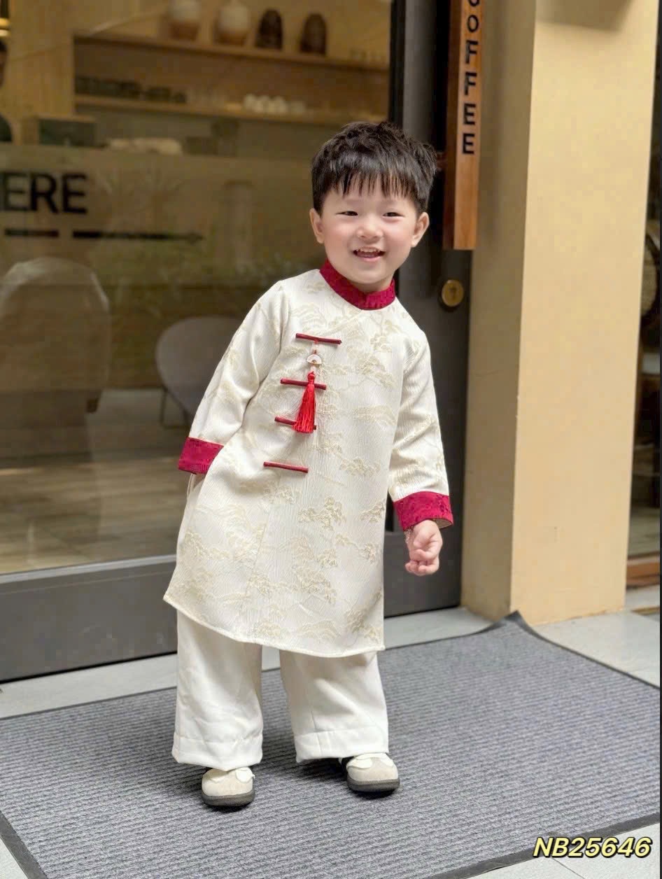 Áo dài lụa gấm đẹp ( không quần) nb cho bé trai