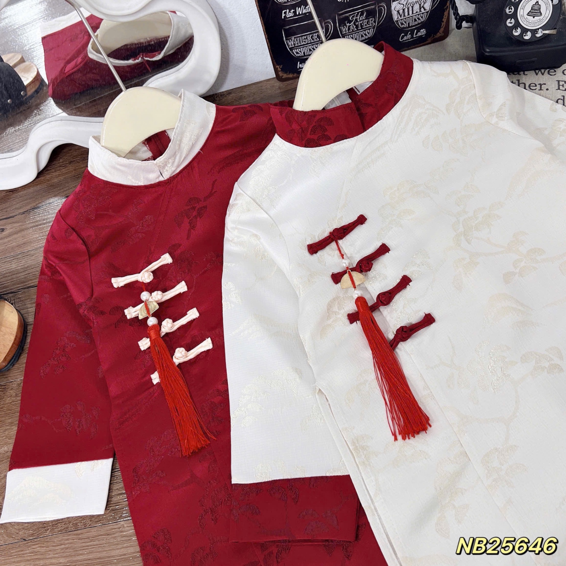 Áo dài lụa gấm đẹp ( không quần) nb cho bé trai