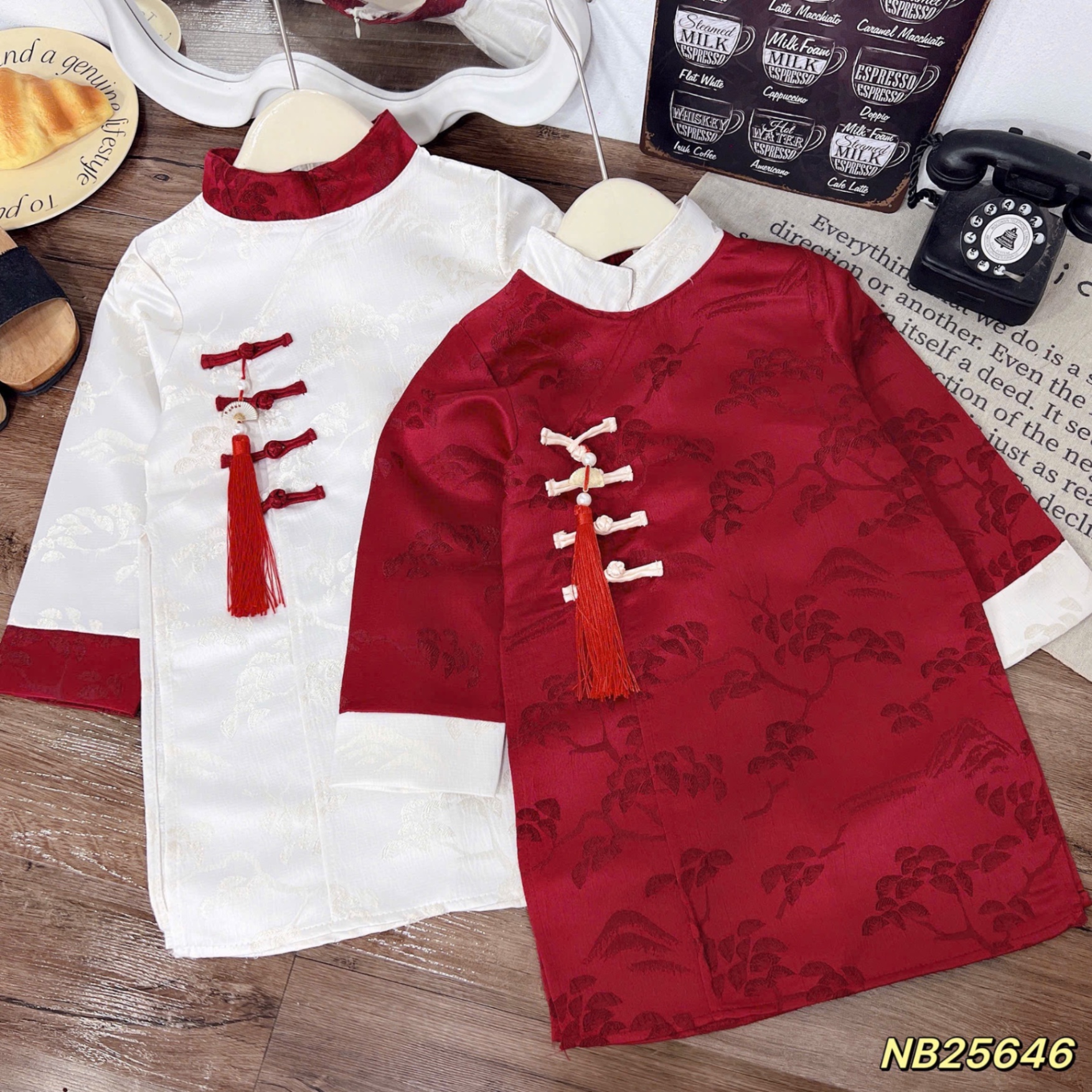 Áo dài lụa gấm đẹp ( không quần) nb cho bé trai