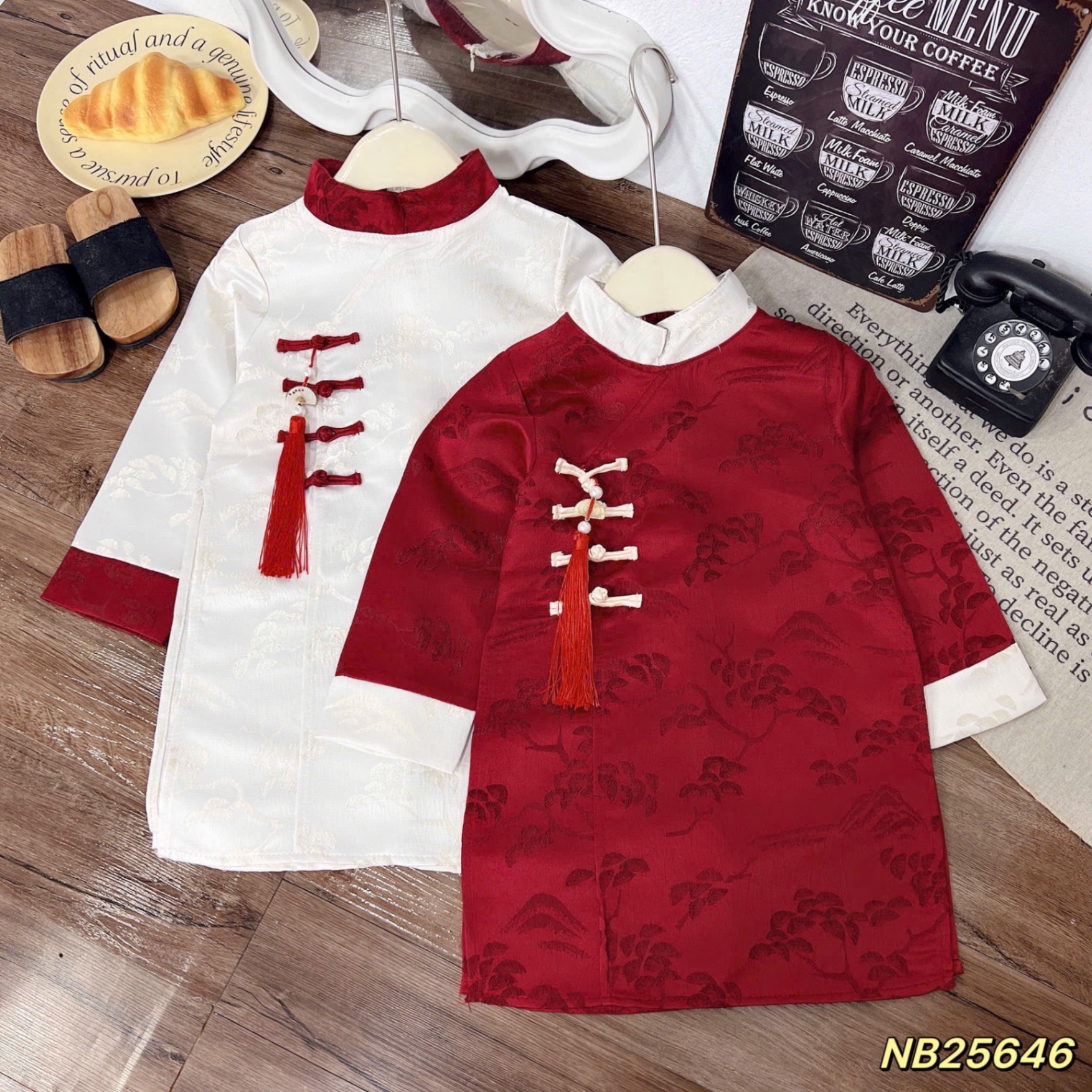 Áo dài lụa gấm đẹp ( không quần) nb cho bé trai