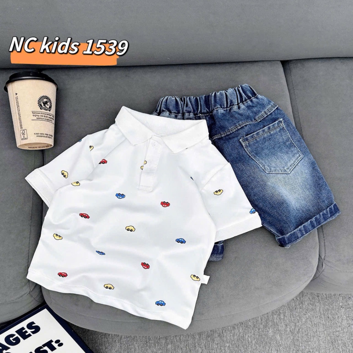 Sét áo trắng oto quần sooc bé trai