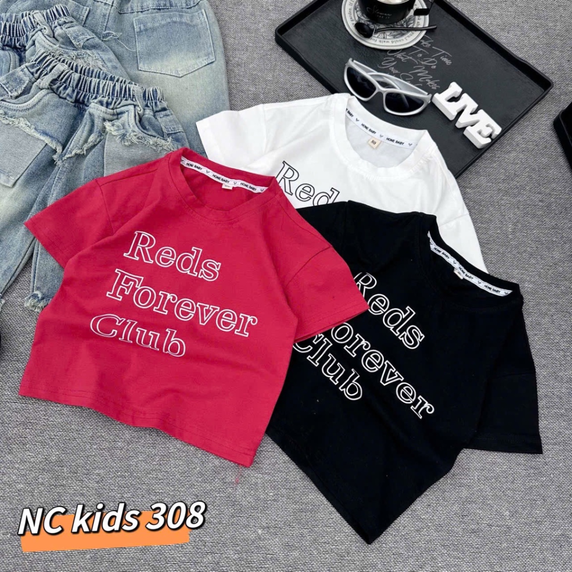 Sét bộ áo forever quần bò rách bé trai