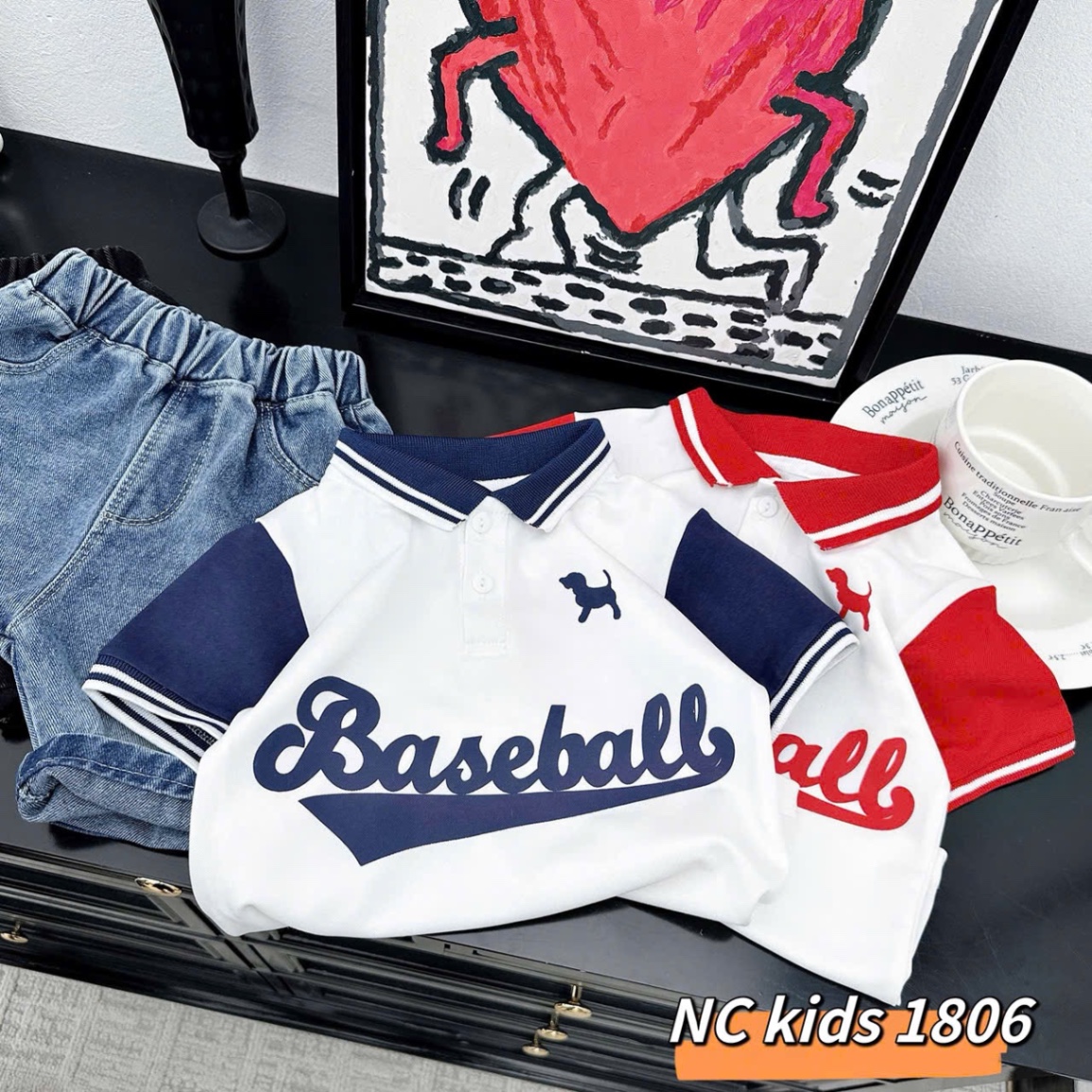 Sét bộ baball quần sooc đùi bò bé trai