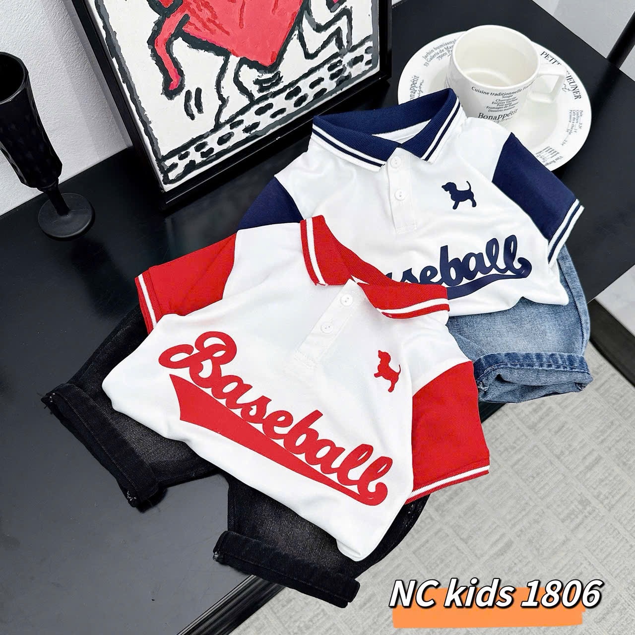 Sét bộ baball quần sooc đùi bò bé trai