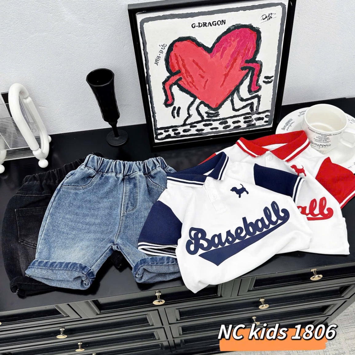 Sét bộ baball quần sooc đùi bò bé trai