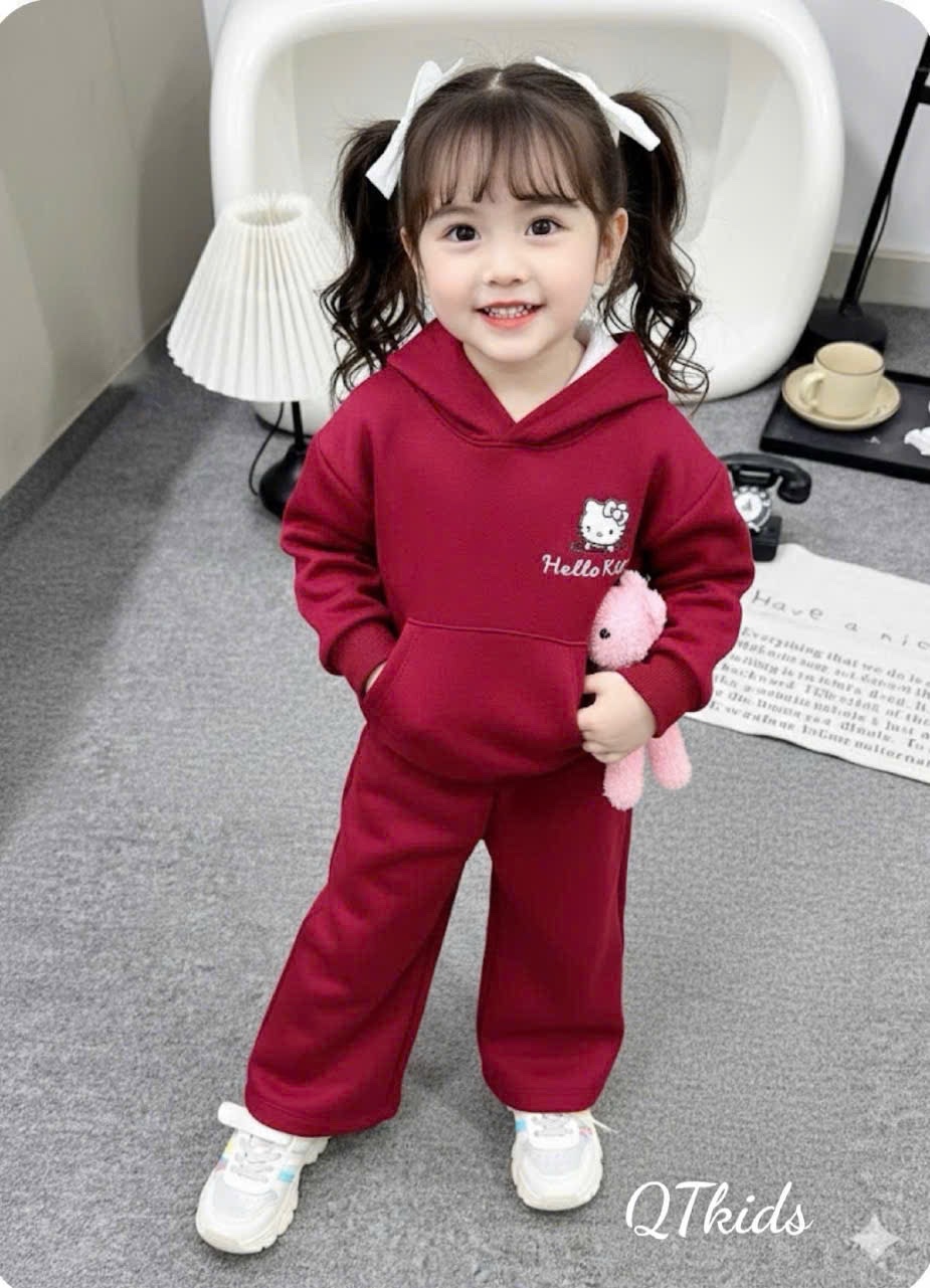 Sét bộ kitty qt lót lông mịn quần xuông bé gái