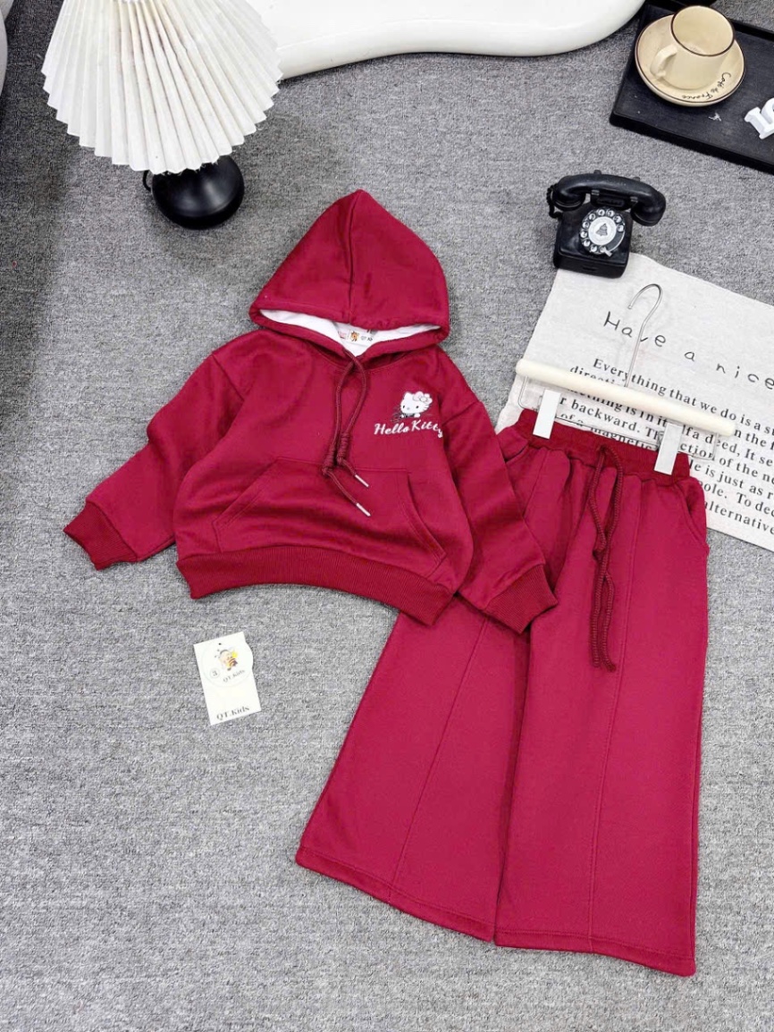 Sét bộ kitty qt lót lông mịn quần xuông bé gái