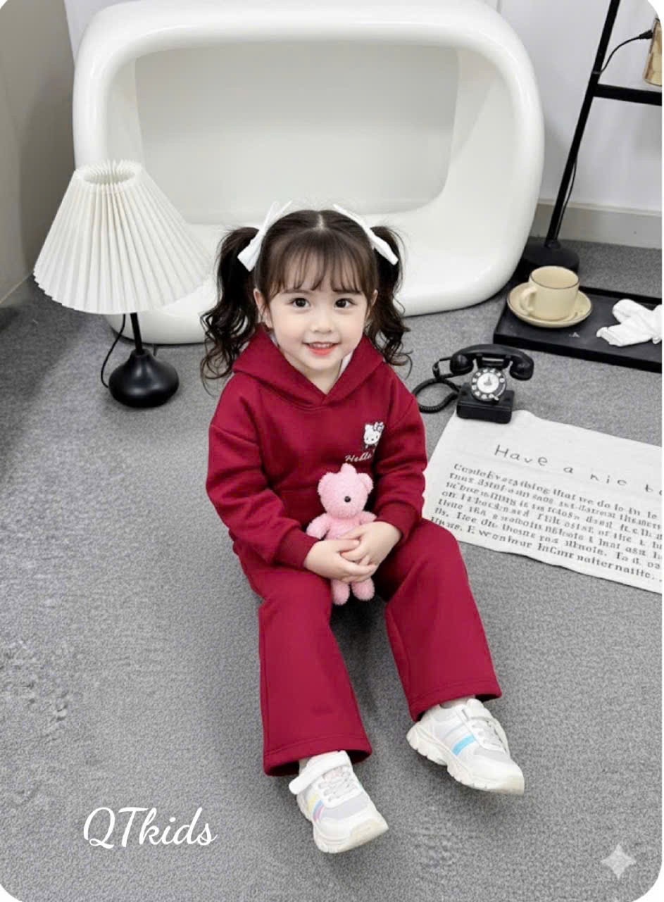 Sét bộ kitty qt lót lông mịn quần xuông bé gái