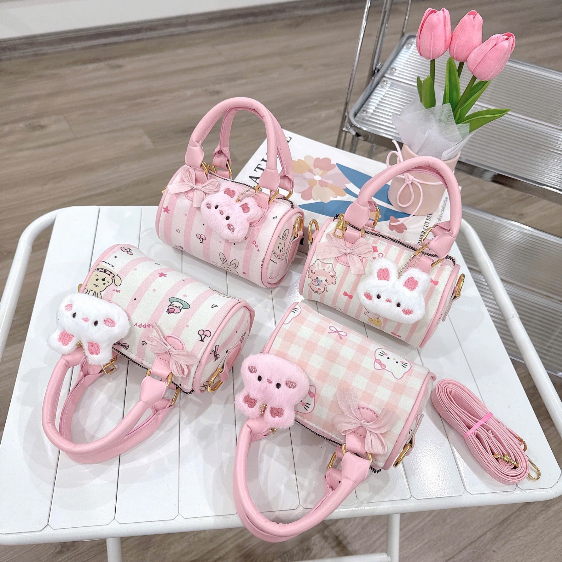 Túi trống hồng bé gái ( màu theo con thú)