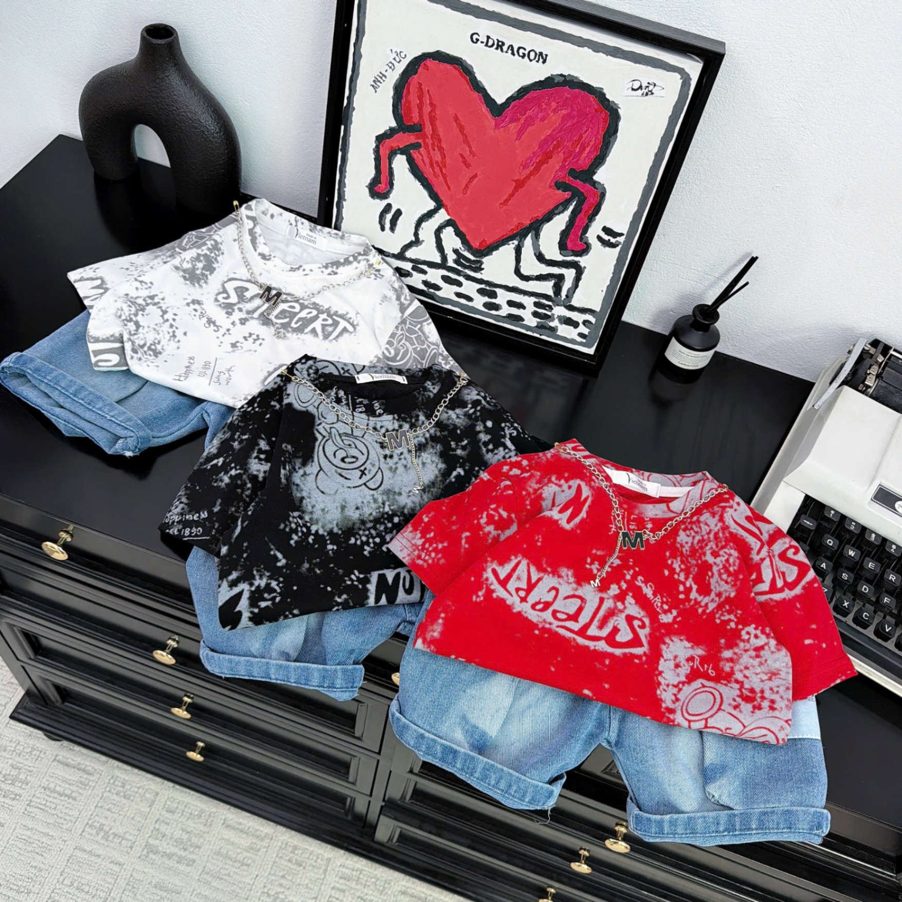 Sét bộ loang gấu quần sooc bé trai