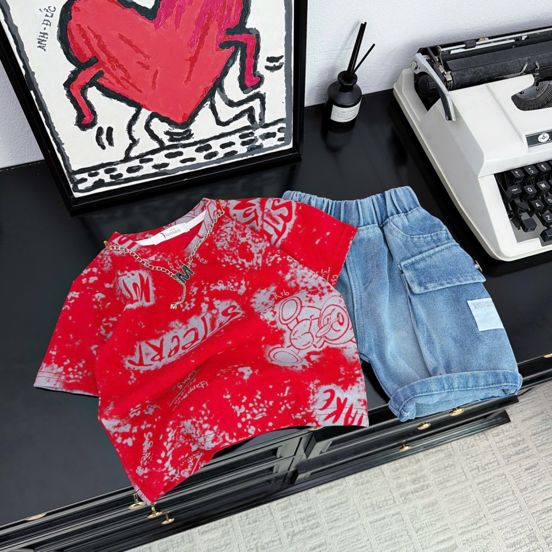 Sét bộ loang gấu quần sooc bé trai