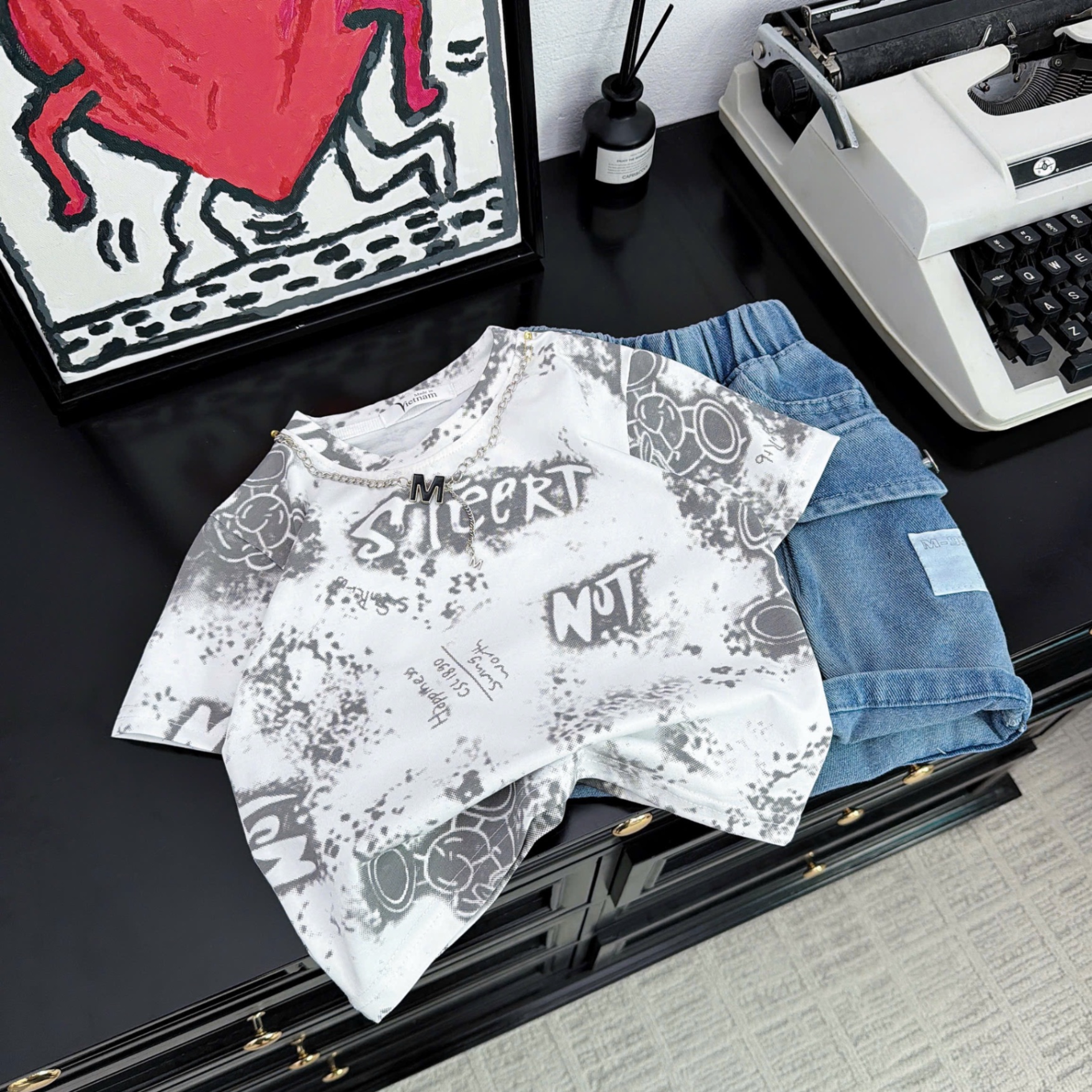 Sét bộ loang gấu quần sooc bé trai