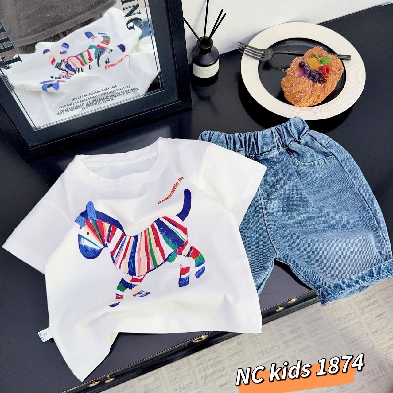 Sét áo ngựa quần sooc bò bé trai