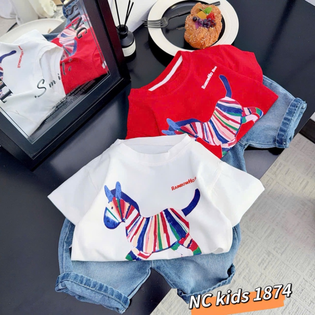 Sét áo ngựa quần sooc bò bé trai