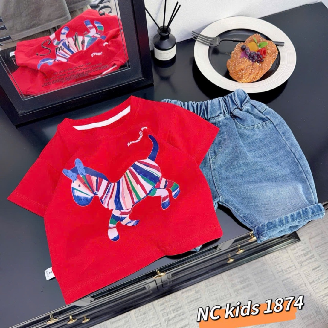 Sét áo ngựa quần sooc bò bé trai