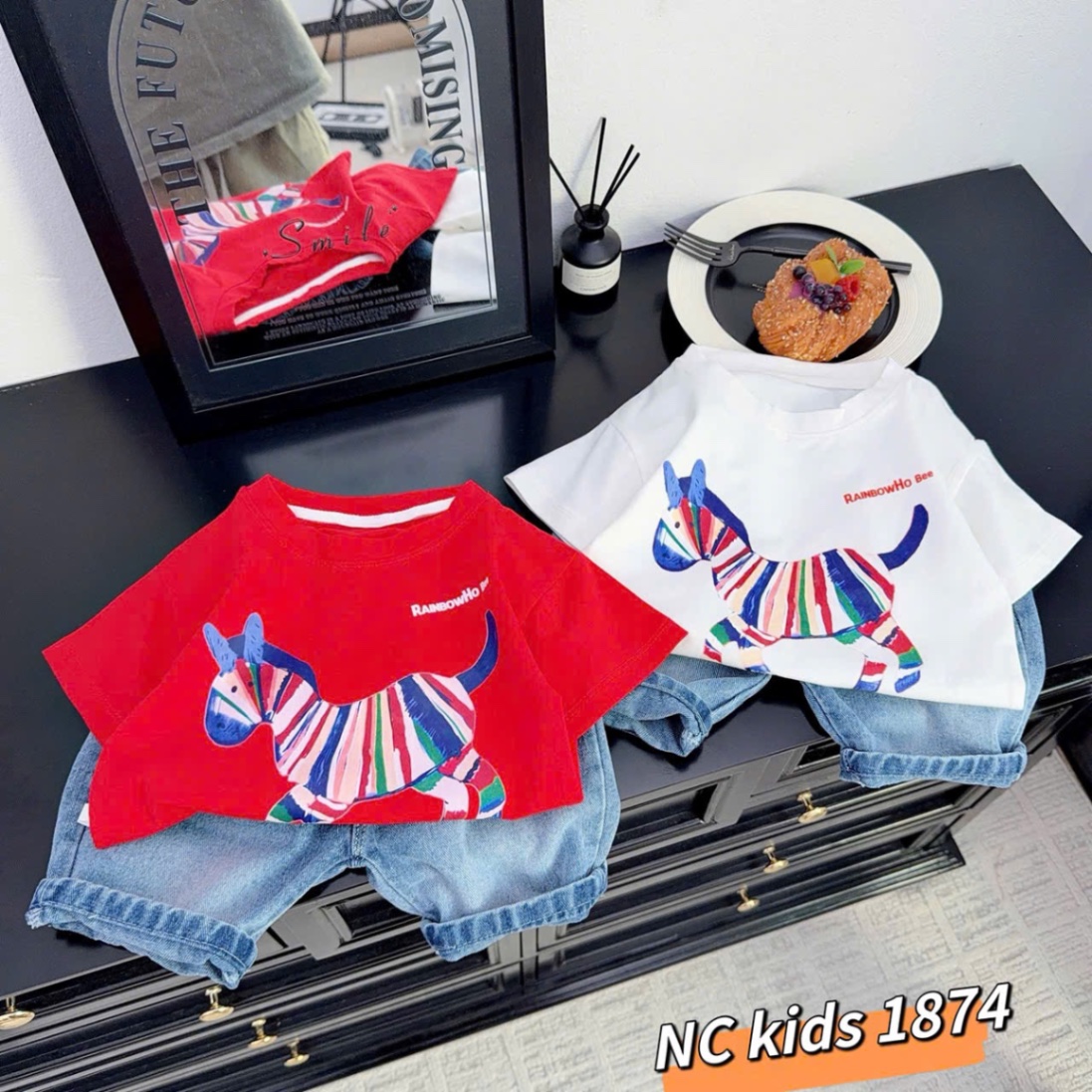 Sét áo ngựa quần sooc bò bé trai