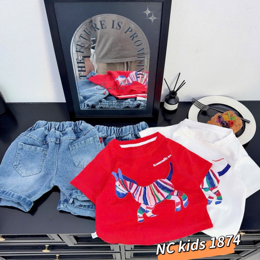 Sét áo ngựa quần sooc bò bé trai