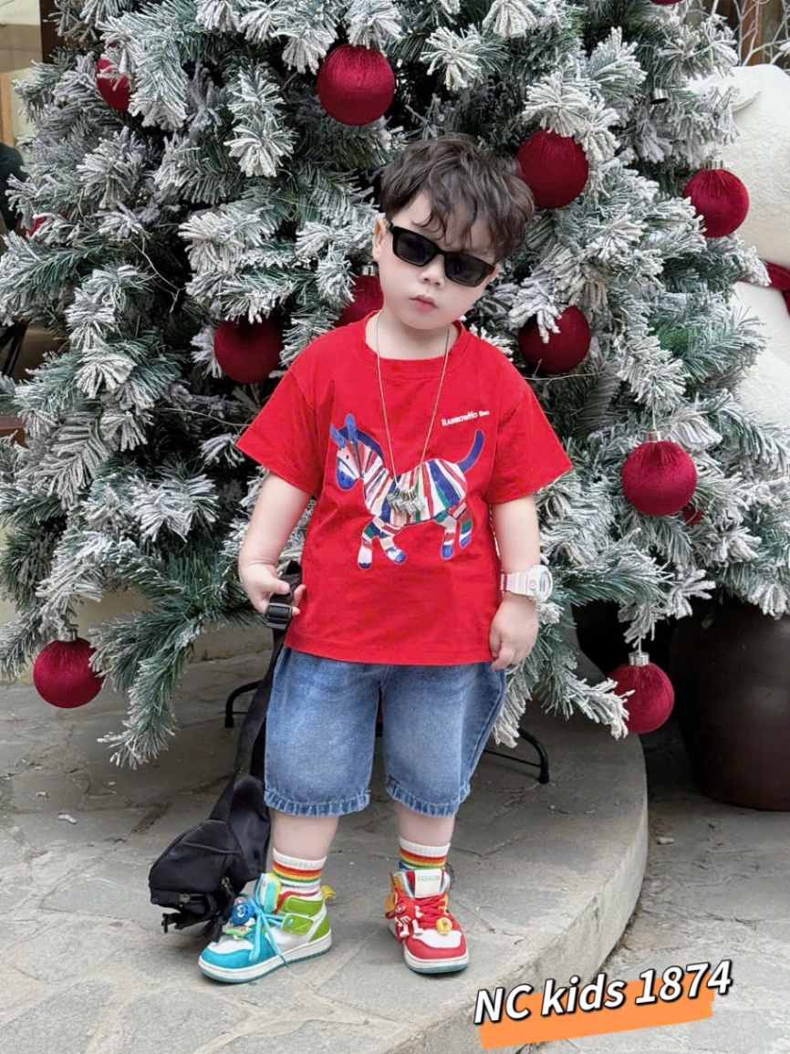 Sét áo ngựa quần sooc bò bé trai