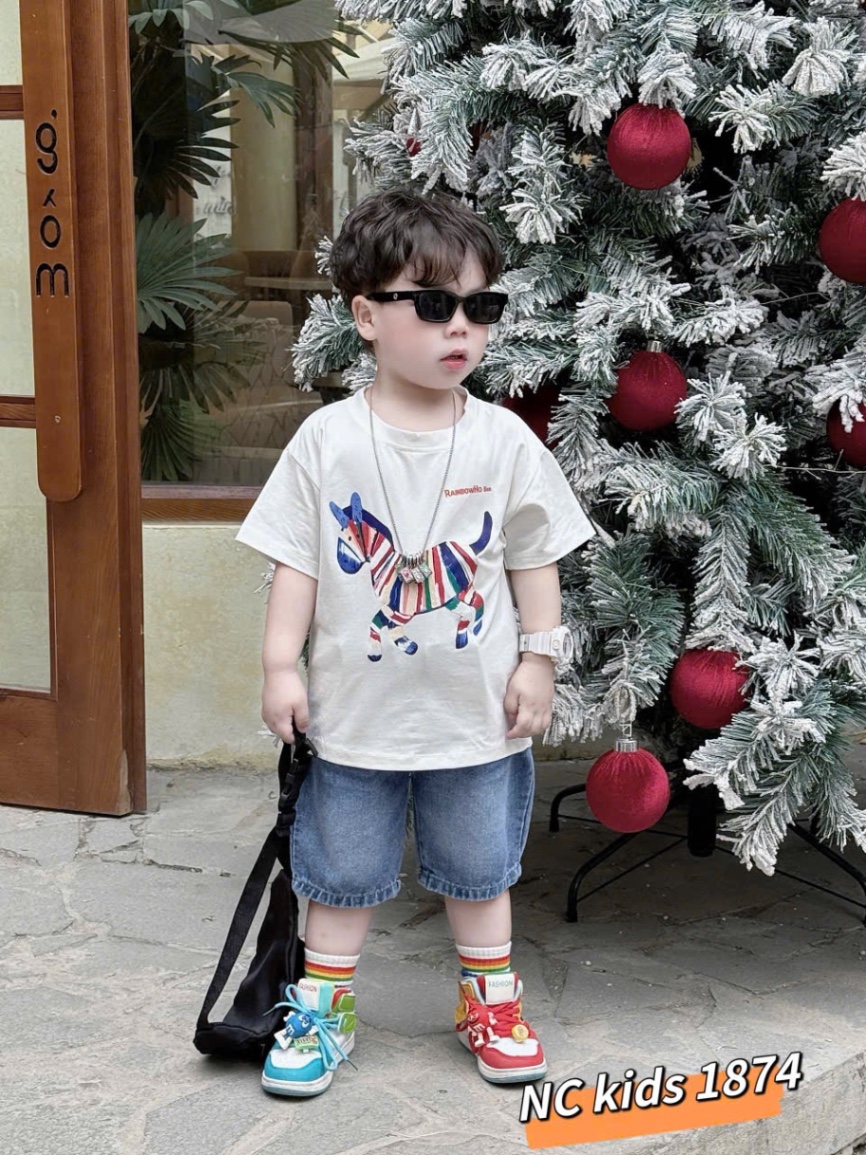 Sét áo ngựa quần sooc bò bé trai