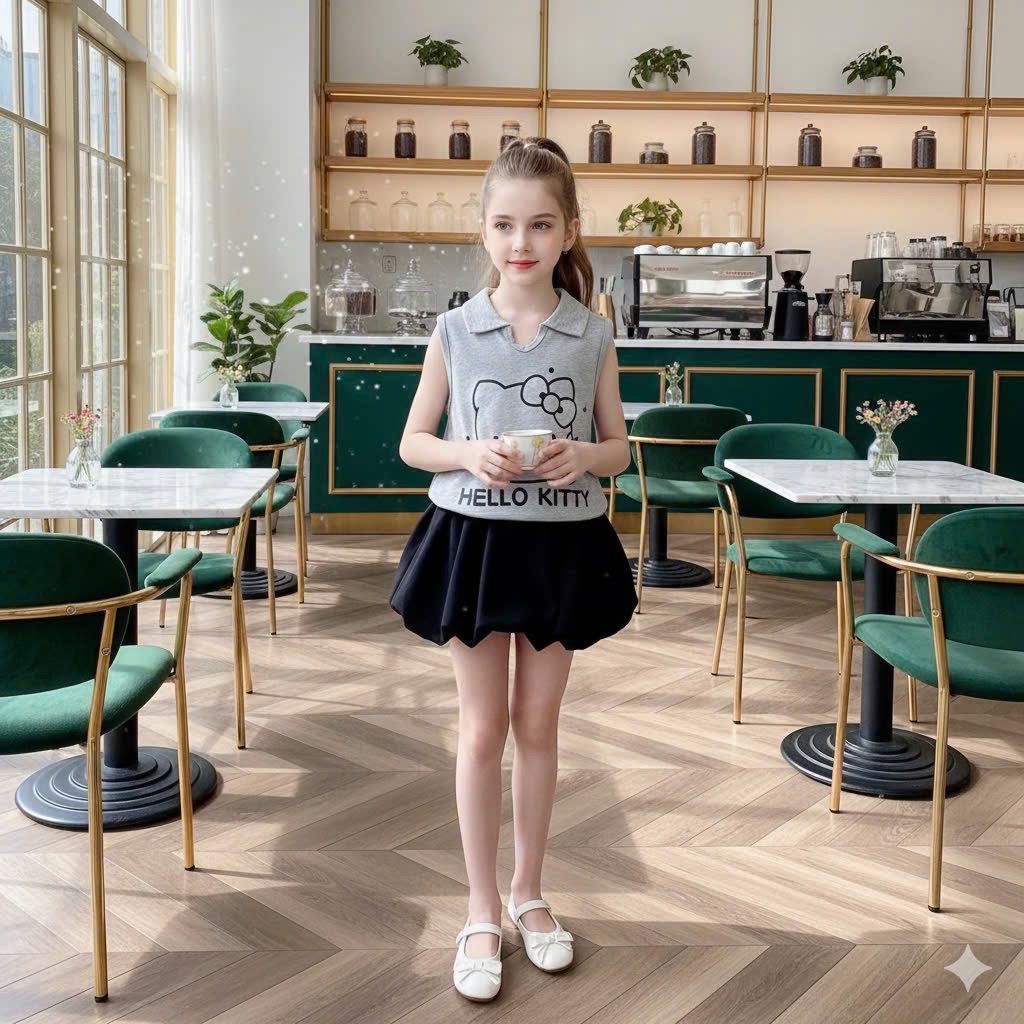 Sét bộ áo kitty cv bồng bé gái