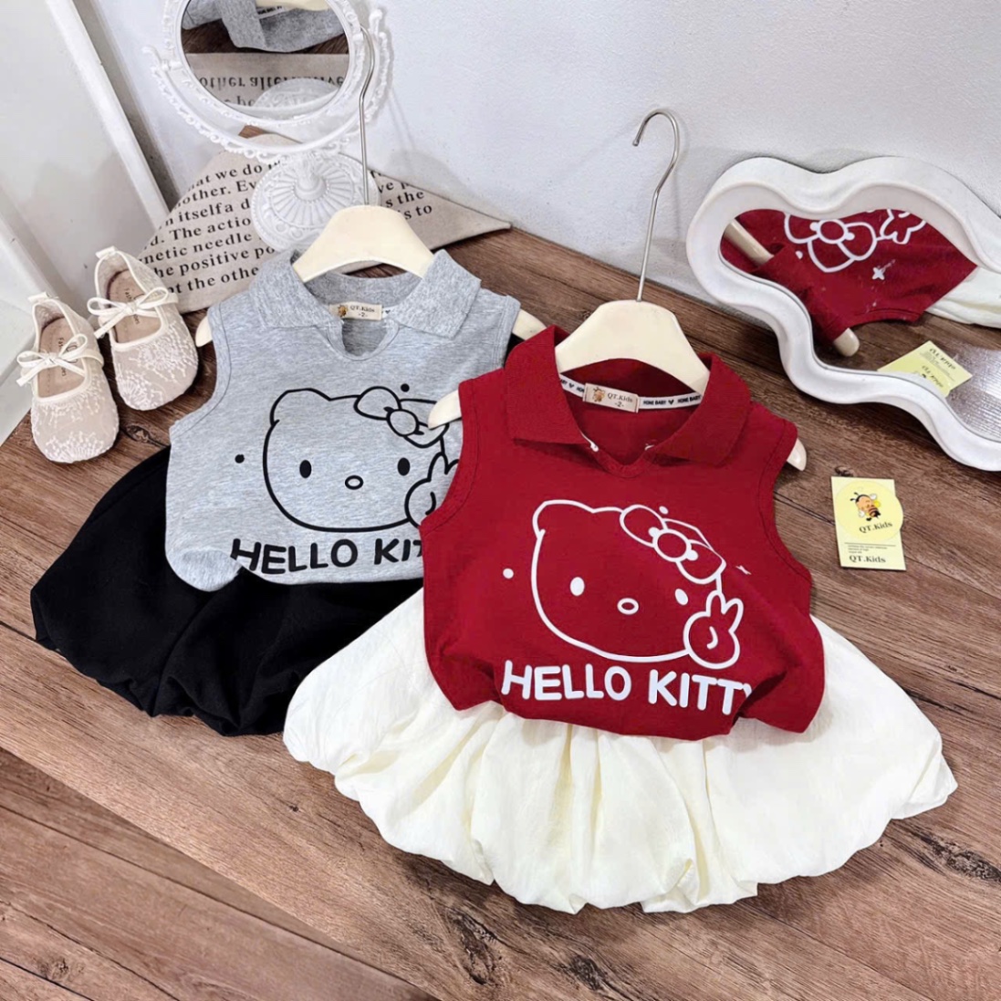 Sét bộ áo kitty cv bồng bé gái