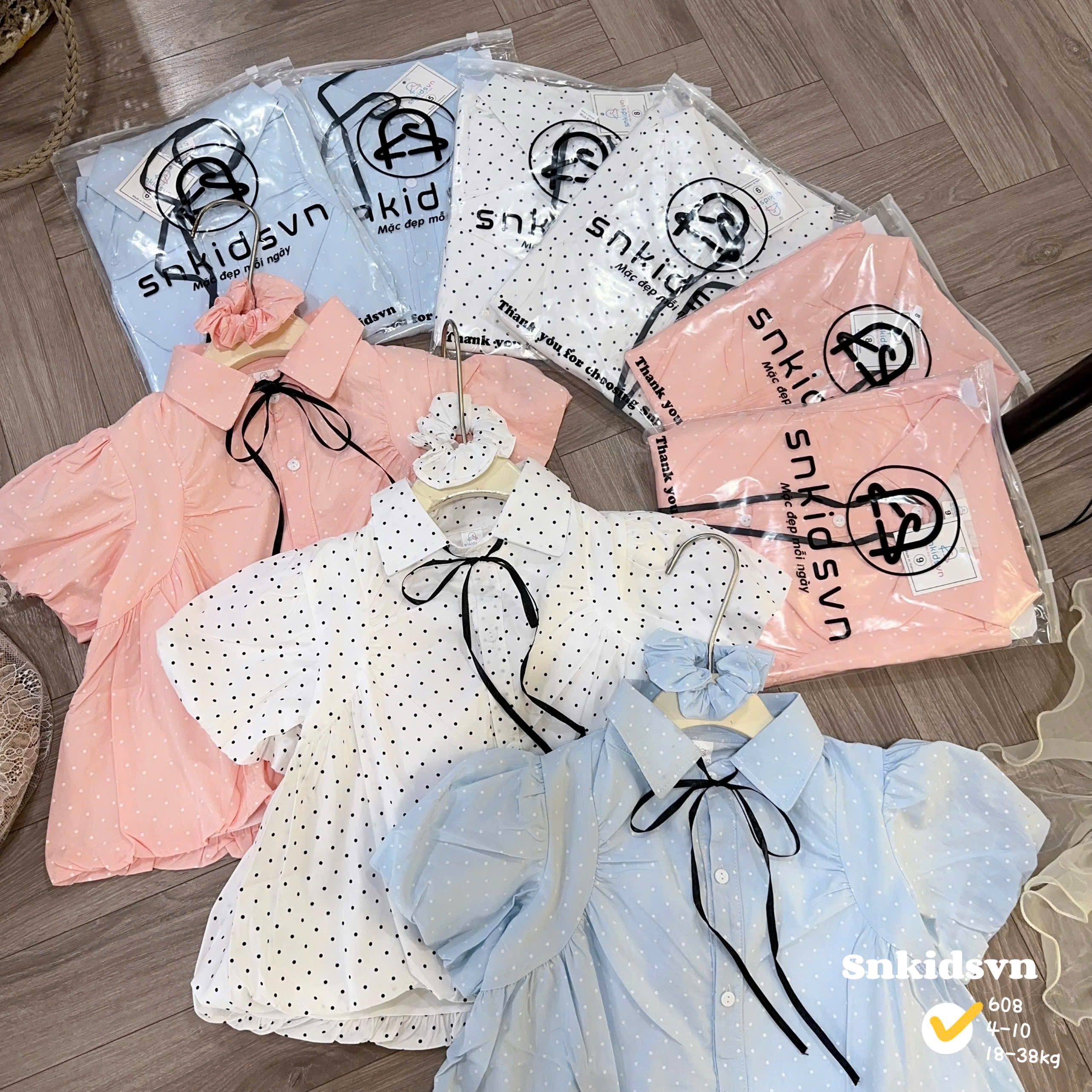 Áo sơ mi thân bồng sn bé gái