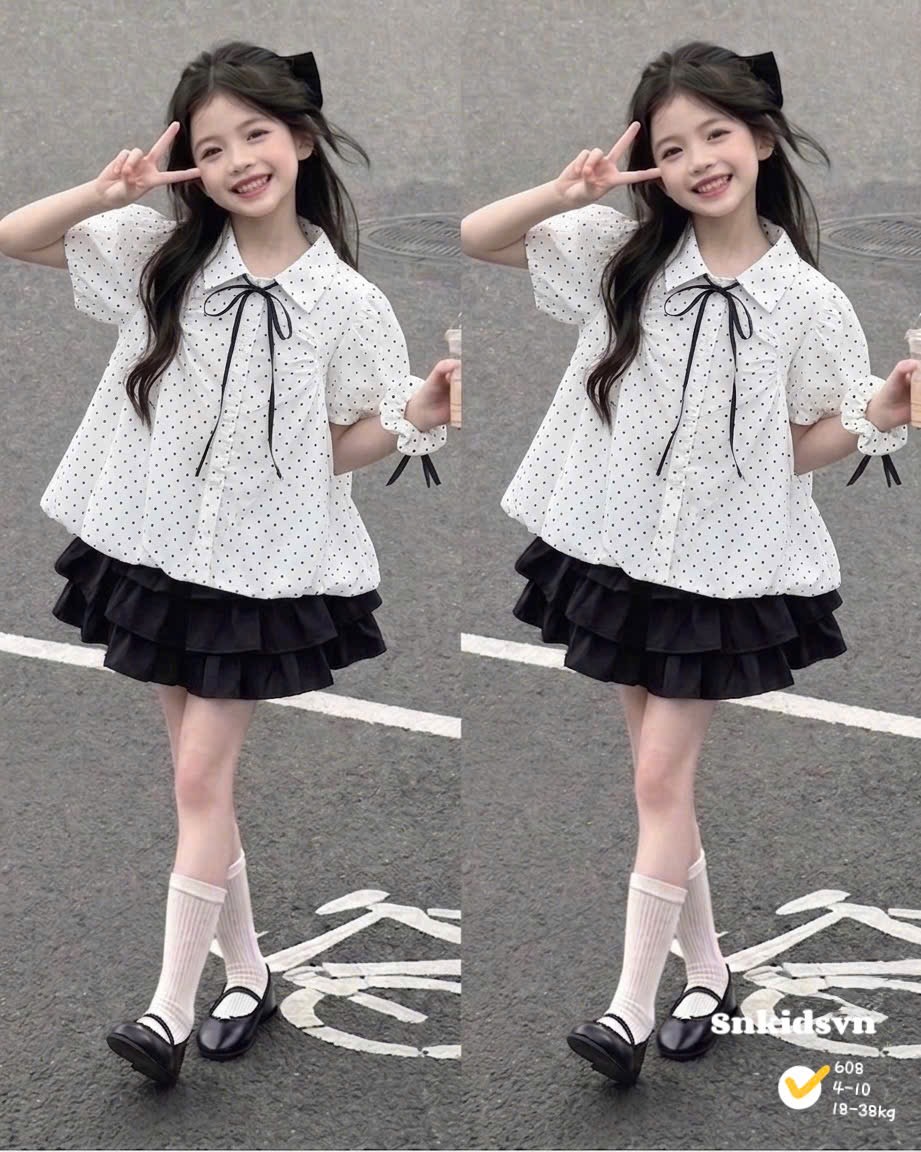 Áo sơ mi thân bồng sn bé gái