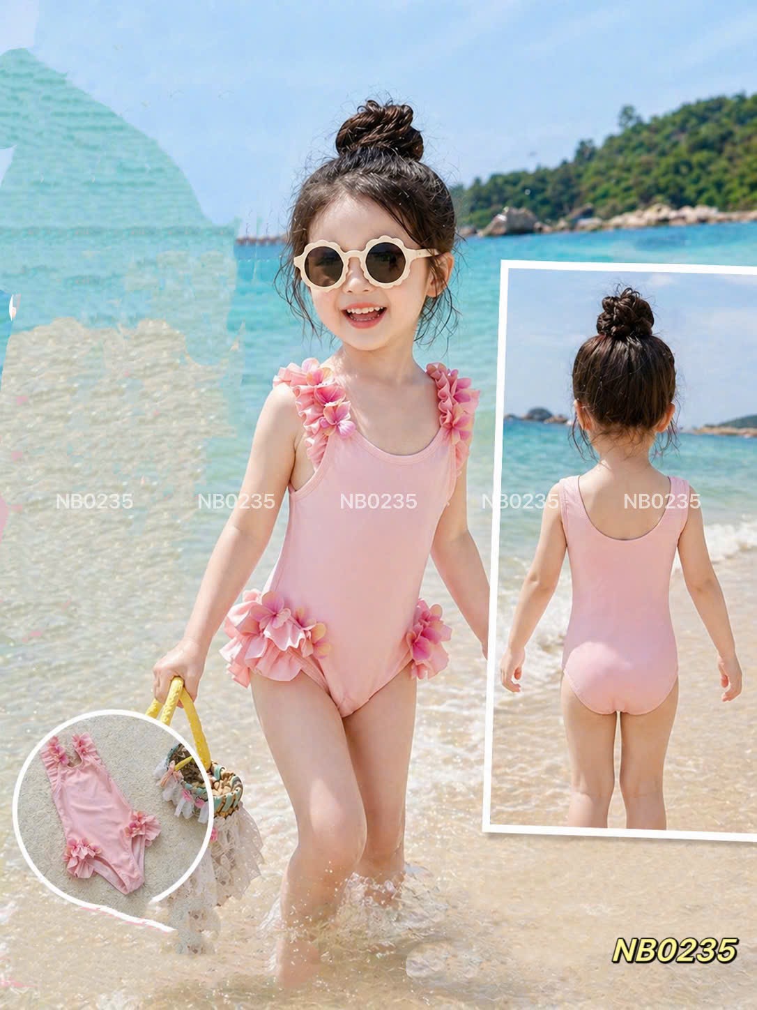 Bikini hồng nb bé gái