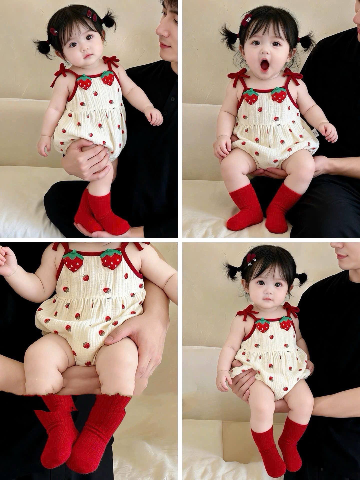 Body xô dâu tây cho bé gái