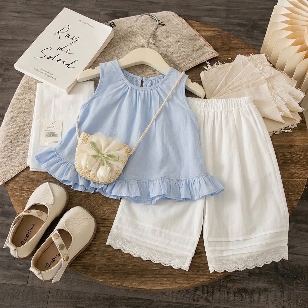 Sét 3 chi tiết áo sát nách quần xuông kèm túi cói sn